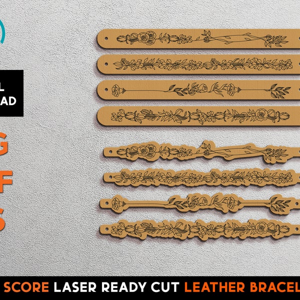 Leather Bracelet  - Laser Cut SVG File - Glowforge Ready - Jewelry Template