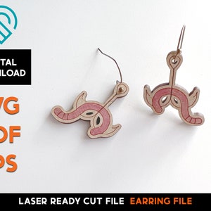 Fishing Bait Earrings: Laser Cut SVG Template (Digital Download)