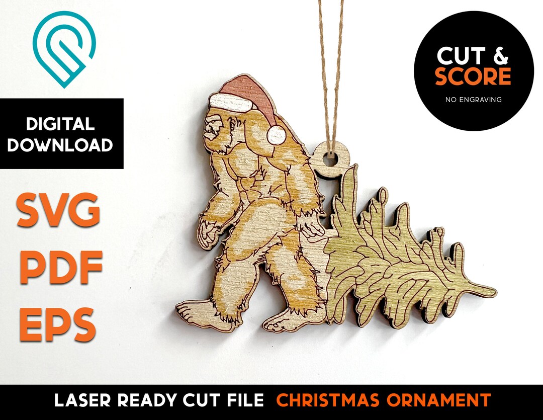 Big Foot Christmas Tree Ornament Laser SVG Cut File Ready
