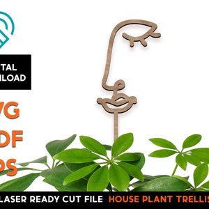 Pflanzenpfahl - BOHO Gesicht - Laser SVG geschnitten Datei - Glowforge Ready - Pflanze, Unterstützung, Indoor, Topf, Gartenarbeit, BOHO