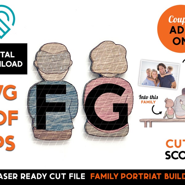 Granparents - Individual Family Portrait Builder  - Laser Wood SVG Cut File – Glowforge Ready - Cut & Score - F G