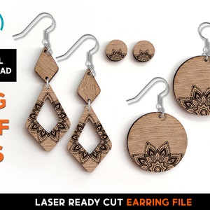 Ensemble de boucles d'oreilles de style marocain 1E - Fichier SVG découpé au laser - Glowforge Ready - Modèle de bijoux -TÉLÉCHARGEMENT NUMÉRIQUE - Boho, Fantaisie, Henné