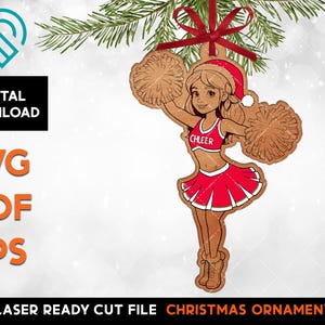 Adorno navideño de animadora - Archivo SVG cortado con láser - Compatible con Glowforge - DESCARGA DIGITAL - Dance Mom