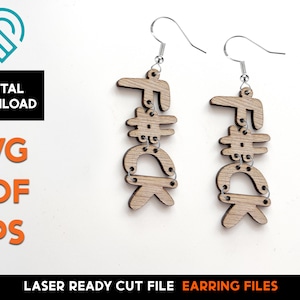 Ficken Buchstaben Ohrring Set - Laser Cut SVG Datei - Glowforge Ready - Schmuck Vorlage - Lustig - FU Collection, Rated R, Zensiert, Mittelfinger