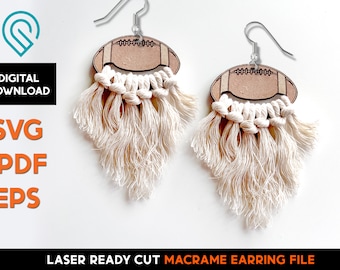 Football Macrame Earring Set - Laser Cut SVG File - Glowforge Ready - DIY