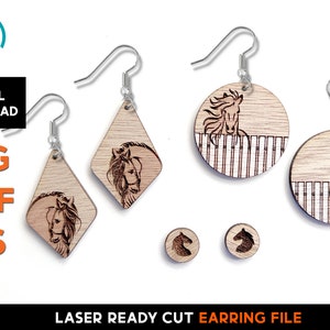 Horse Earring Set - Laser Cut SVG File - Glowforge Ready - Jewelry Template - DIGITAL DOWNLOAD