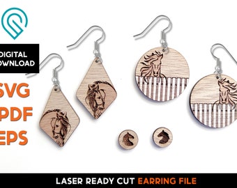 Horse Earring Set - Laser Cut SVG File - Glowforge Ready - Jewelry Template - DIGITAL DOWNLOAD