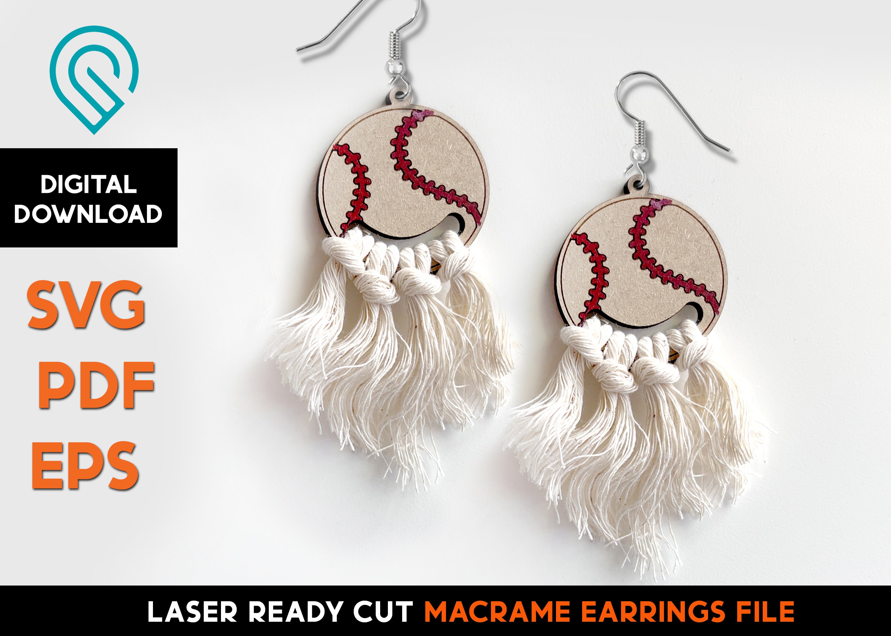 Baseball Leopard Print Drop Earrings Glowforge SVG