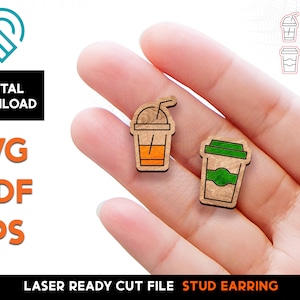 Coffee Frappuccino Stud Earring - Laser Cut SVG File - Glowforge Ready - Jewelry Template