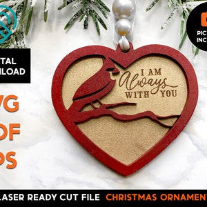 Cardinal - Memorial Sympathy Christmas Ornament - Laser Ready SVG Cut File Template