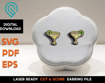 Margarita -  Stud Earring - Laser Cut SVG File - Glowforge Ready and Tested - Cut and Score - Jewelry Template