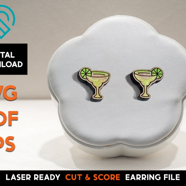 Margarita -  Stud Earring - Laser Cut SVG File - Glowforge Ready and Tested - Cut and Score - Jewelry Template