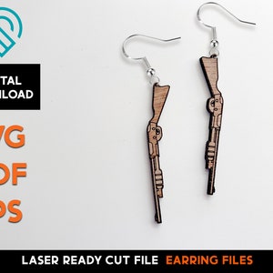 Rifle Shot Gun Earring - Laser Cut SVG File - Glowforge Ready - Sieraden Template - Alleen knippen en scoren