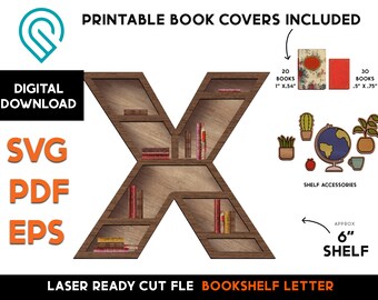Initial Letter Bookshelf DIY: Wood Laser Cut File (Digital Download)