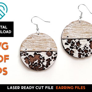 Vache motif rond boucle d’oreille ensemble - fichier SVG découpé au Laser - Glowforge prêt - modèle de bijoux - TÉLÉCHARGEMENT NUMÉRIQUE - Design moderne minimal
