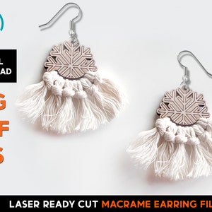 Macrame Winter Snowflake Earring Set - Laser Cut SVG File - Glowforge Ready - DIY -