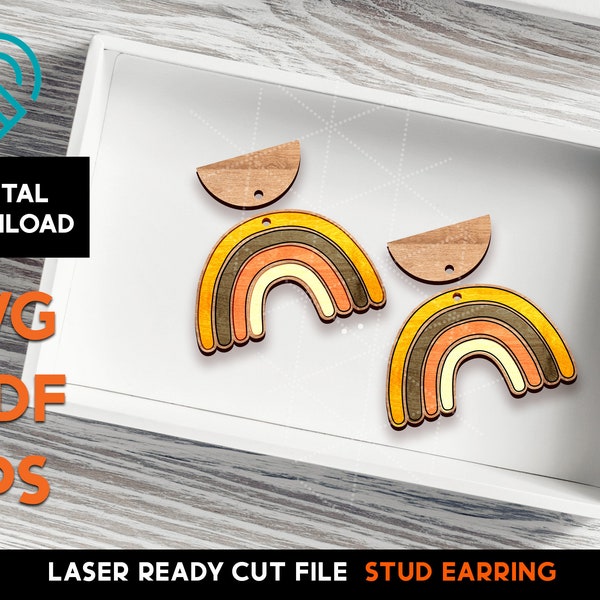 Rainbow Shape Earring Set - Laser Cut SVG File - Glowforge Ready - Jewelry Template