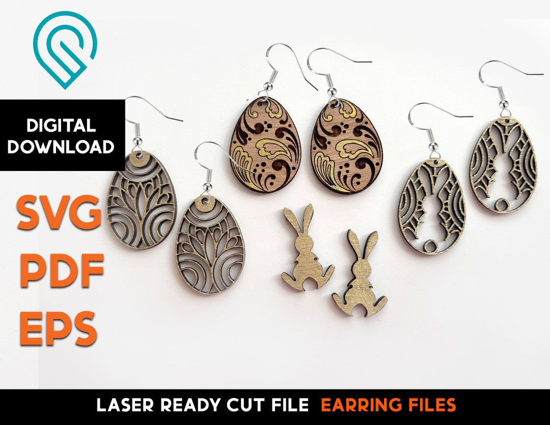 Fancy Easter Earring Set 6 Laser Cut SVG File Ready Jewelry