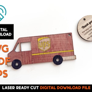 Lieferung Danke - Laser geschnittene SVG-Datei - Glowforge Ready - Schmuckschablone - Amazon, Boxen, Geschenk, Lieferung, UPS, USPS, FedEx