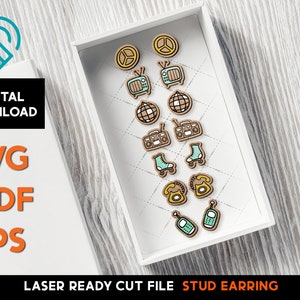 Retro Stud Earring Set 1 - Laser Cut SVG File - Glowforge Ready - Jewelry Template