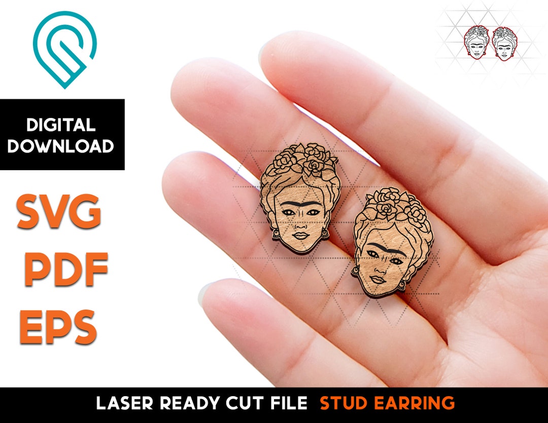 Frida Stud Earring Set - Laser Cut SVG File - Glowforge Ready - Engrave ...
