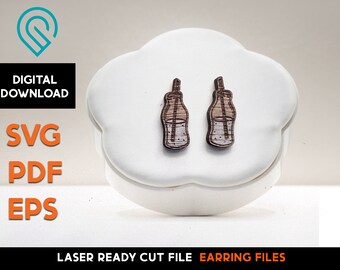 Milk Jar Stud Earring SVG File: Laser Cut Jewelry Template (Digital Download)