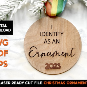 Récapitulatif des ornements de Noël 2023 - Fichier SVG découpé au laser - Glowforge Ready -LGBT, Droits de l’homme, Progrès, Drôle, Bois