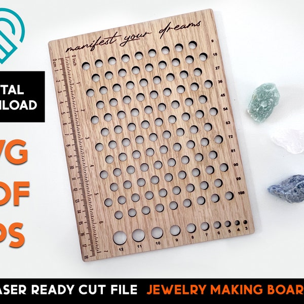 Jewelry Making - Mala Bead Counter  - Laser Cut SVG File - Glowforge Ready - Jewelry Template - Wood Boards - Bead Tray Organizer