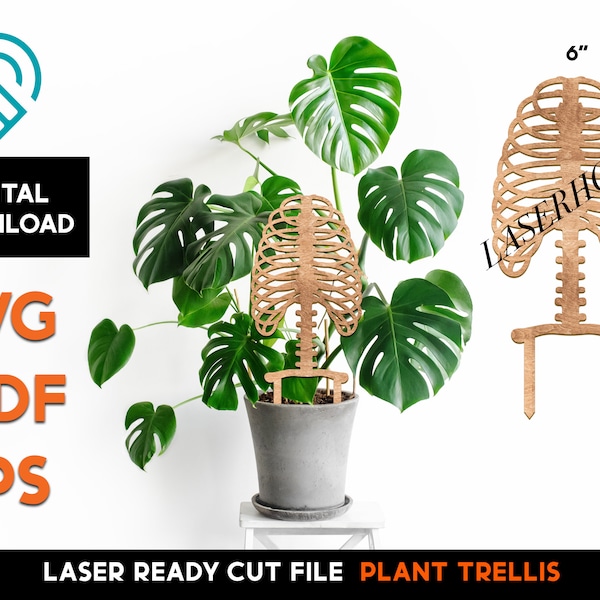 Plant Trellis - Skeleton -  Laser SVG Cut File - Glowforge Ready - Plant, Support, Indoor, Pot, Gardening