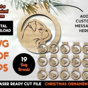 Dog Breed Business Ornament Bundle  -  Laser SVG Cut File – Glowforge Ready – Personalize, 19 Breeds, one or two layers