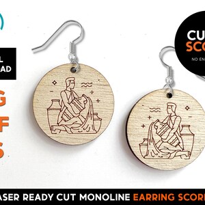 Verseau - Boucle d'oreille Horoscope - Fichier SVG découpé au laser - SCORE Glowforge Ready - Modèle de bijoux - Téléchargement numérique - Horoscope Signe Astrologie