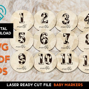 Vache bébé Milestone Markers - Laser Cut SVG File - Glowforge Ready - Mois, vacances et plus - Ferme