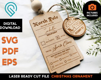 Christmas Gift Tag from North Pole - Christmas Ornament - Laser SVG Cut File – Glowforge Ready – Santa