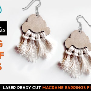 Conjunto de pendientes Cloud Macrame - Archivo SVG cortado con láser - Glowforge Ready - DIY