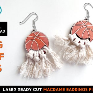 Basketball Macrame Earring Set - Laser Cut SVG File - Glowforge Ready - DIY