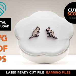 Kangourou - Stud Earring - Laser Cut SVG File - Glowforge Ready and Tested - Cut and Score - Jewelry Template