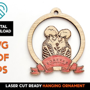 Bis zum Tod - Skelett Rose Ornament - Laser Cut SVG Datei - Glowforge Ready - Skull, Love, Gothic, Halloween, Forever, Hochzeit, Beziehung