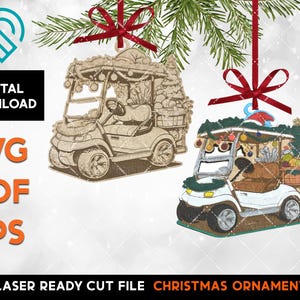 Golf Cart Christmas Tree Ornament -  Laser SVG Cut File – Glowforge Ready -DIGITAL DOWNLOAD