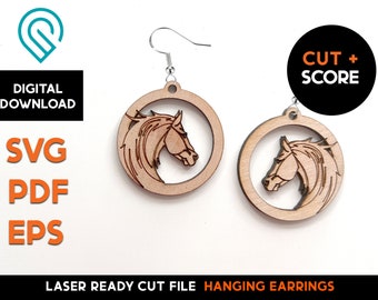 Horse Earring Set - Laser Cut SVG File - Glowforge Ready - Jewelry Template - DIGITAL DOWNLOAD