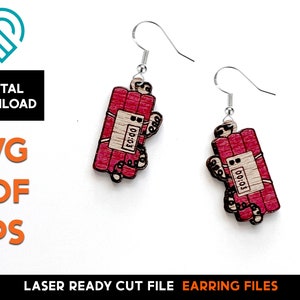 Dynamite Bomb  Earring Set - Laser Cut SVG File - Glowforge Ready - Jewelry Template - Funny, TimeTicking
