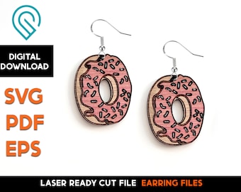 Donut Earring SVG File: Laser Cut Jewelry Template (Digital Download)