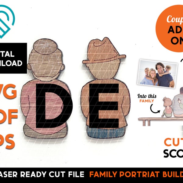 Granparents - Individual Family Portrait Builder  - Laser Wood SVG Cut File – Glowforge Ready - Cut & Score - D E