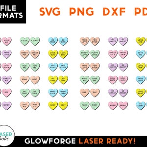 Ensemble de boucles d'oreilles en forme de coeur bonbon pour la Saint-Valentin - fichier SVG découpé au laser - modèle de bijoux Glowforge Ready