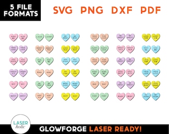 Valentine Candy Heart stud Earring Set - Laser Cut SVG File - Glowforge Ready - Jewelry Template