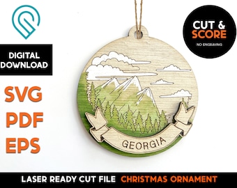 Mountain Christmas Ornament SVG Laser Cut File (Digital Download)