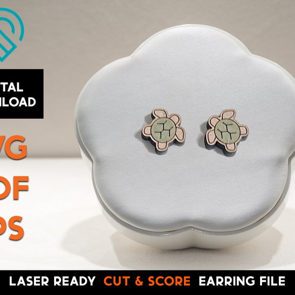 Turtle -  Stud Earring - Laser Cut SVG File - Glowforge Ready and Tested - Cut and Score - Jewelry Template