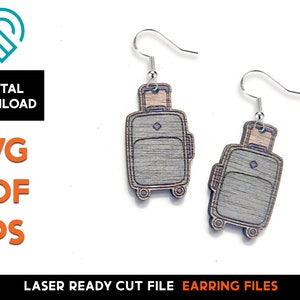 Koffer Reise Ohrstecker Set - Laser geschnitten SVG-Datei - Glowforge Ready - Schmuck Vorlage - Cary on, Urlaub