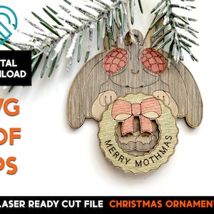 Merry Mothmas - Cute Mothman Christmas Ornament -  Laser SVG Cut File – Glowforge Ready - Cryptic Monsters  - MOTH MAN