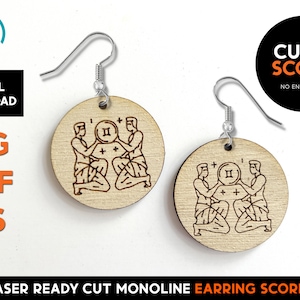 Gemini - Horoscope Earring - Laser Cut SVG File - SCORE Glowforge Ready - Jewelry Template - Digital Download - Horoscope Sign Astrology