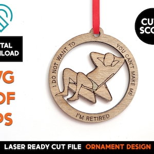 Funny Retired Beach Ornament Template: Laser Cut SVG File (Digital Download)